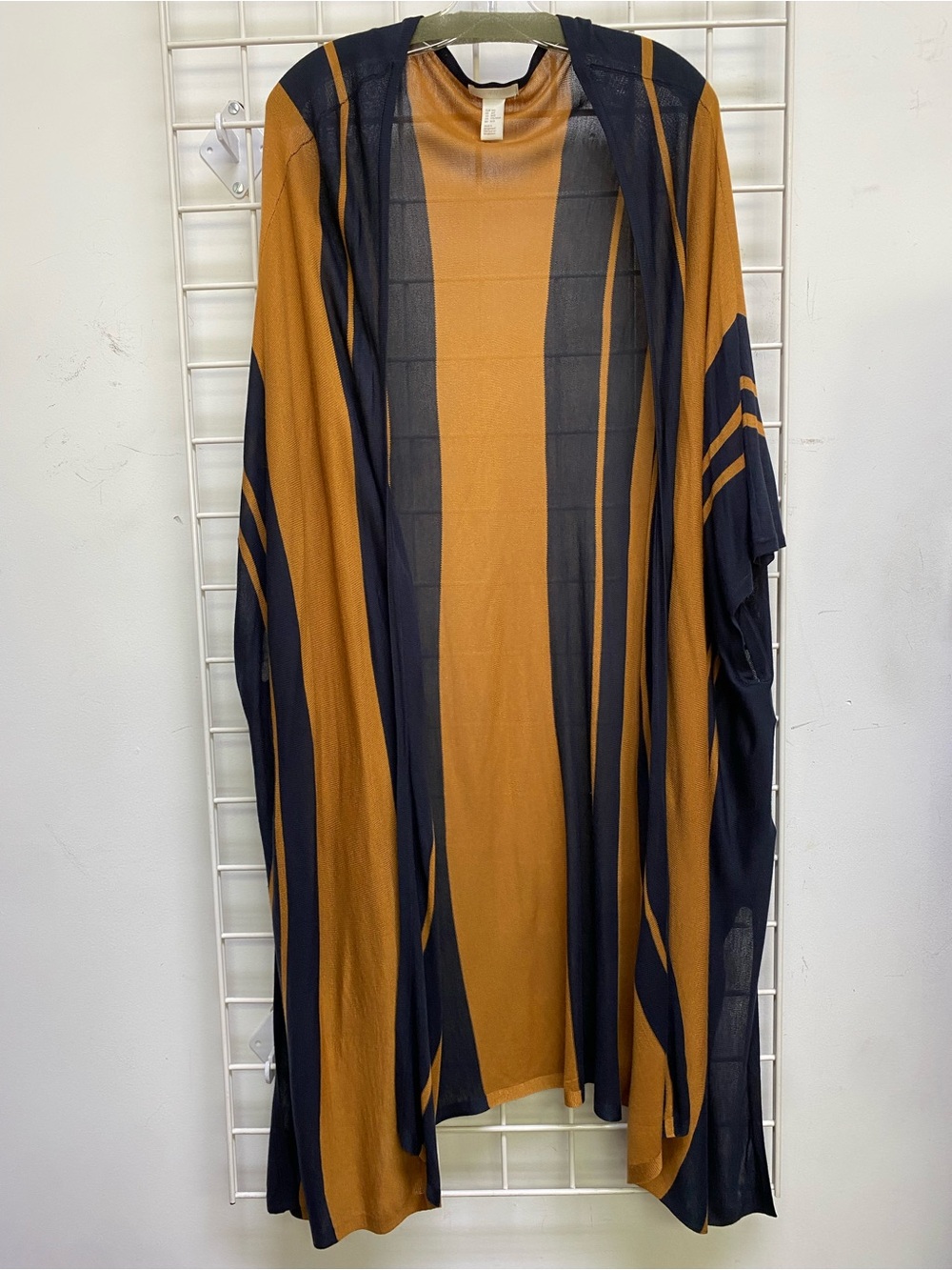 H&M Striped Long Open Cardigan in Rust and Navy Size M/L